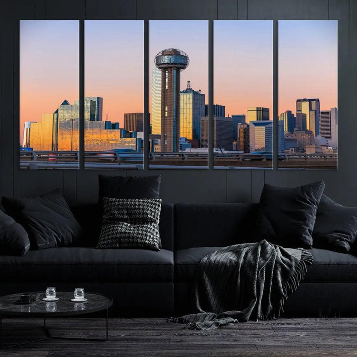 Downtown Dallas Cityscape Wall Art Skyline Canvas Print Living Room Office Decor