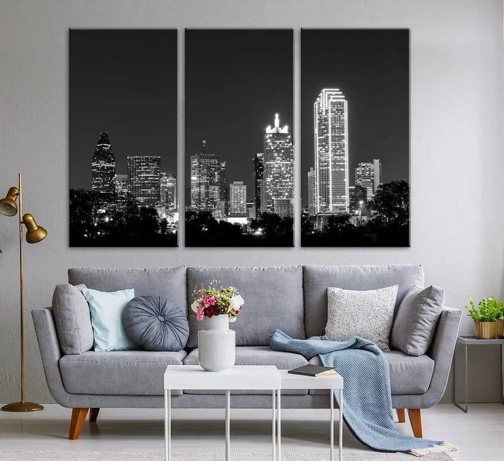 Downtown Dallas Extra Large Skyline Wall Art City Canvas Print Home Gift