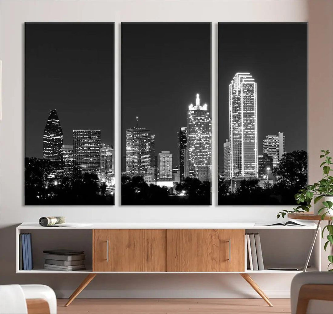 Downtown Dallas Extra Large Skyline Wall Art City Canvas Print Home Gift