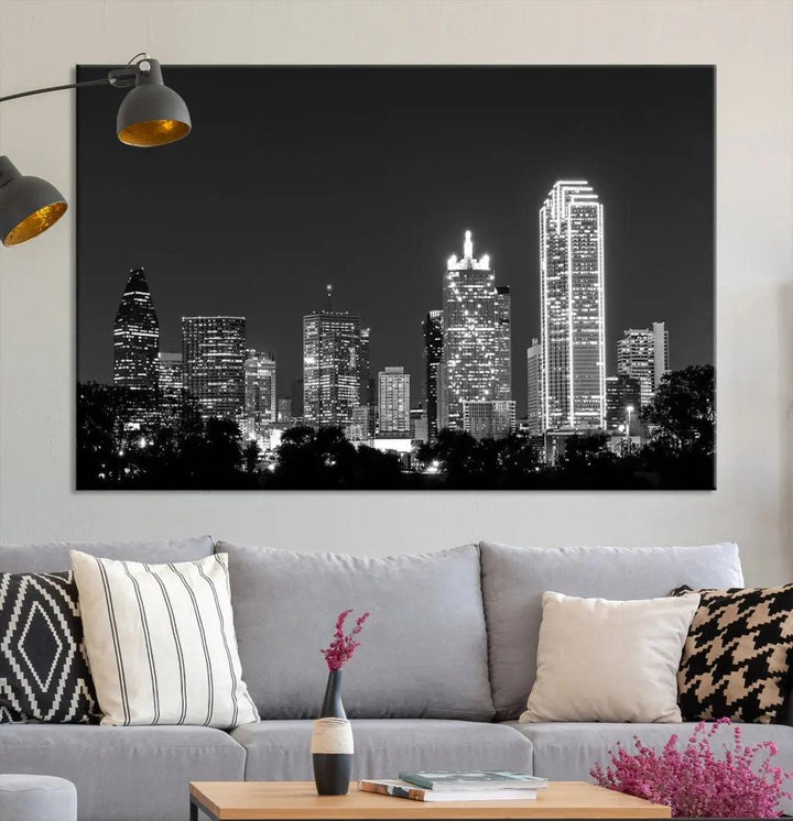 Downtown Dallas Extra Large Skyline Wall Art City Canvas Print Home Gift