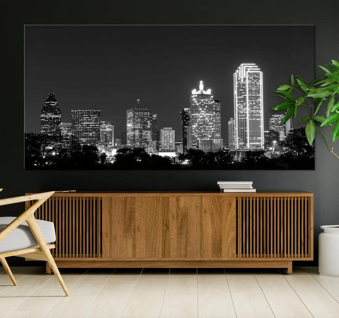 Downtown Dallas Extra Large Skyline Wall Art City Canvas Print Home Gift