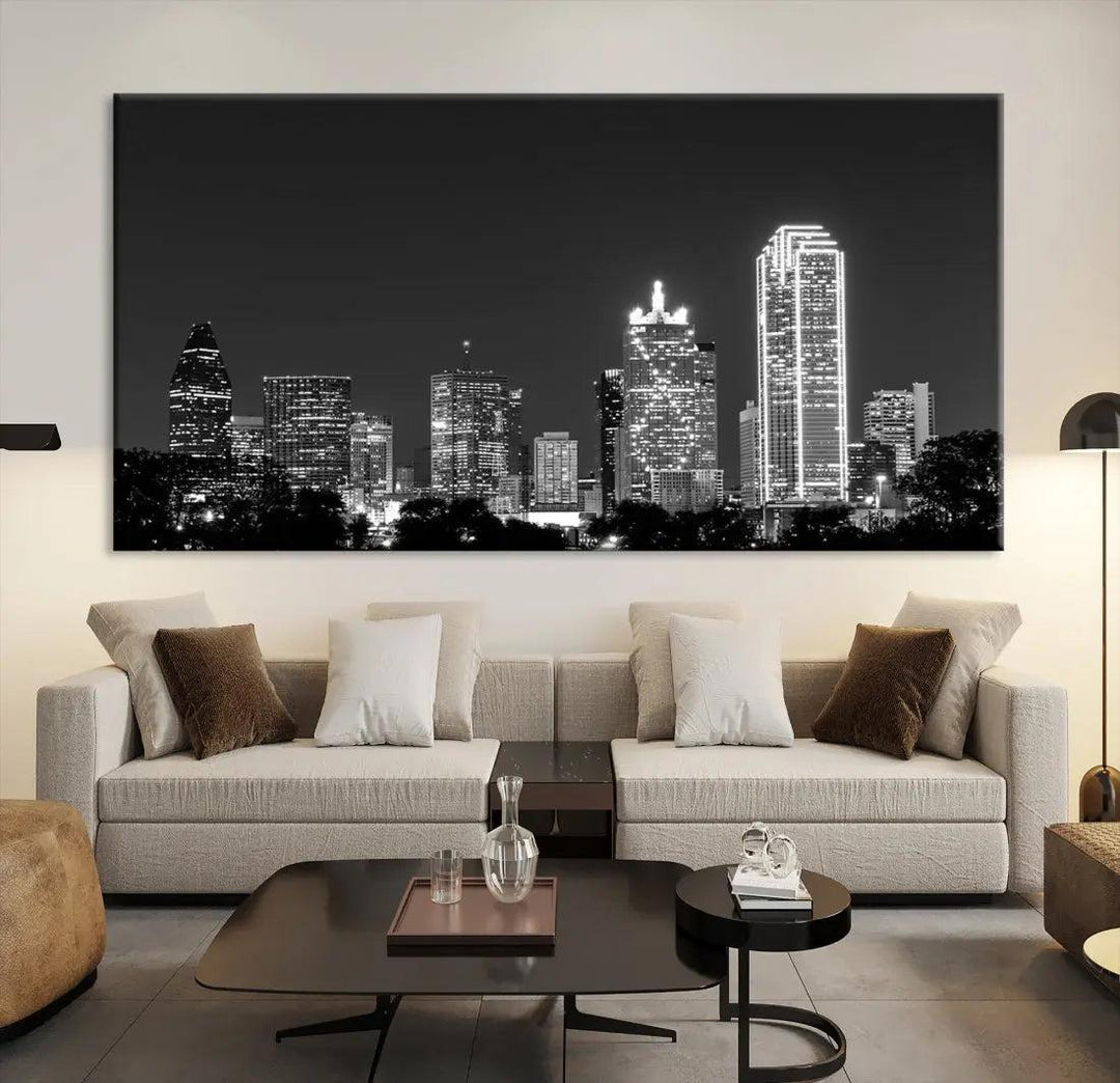 Downtown Dallas Extra Large Skyline Wall Art City Canvas Print Home Gift