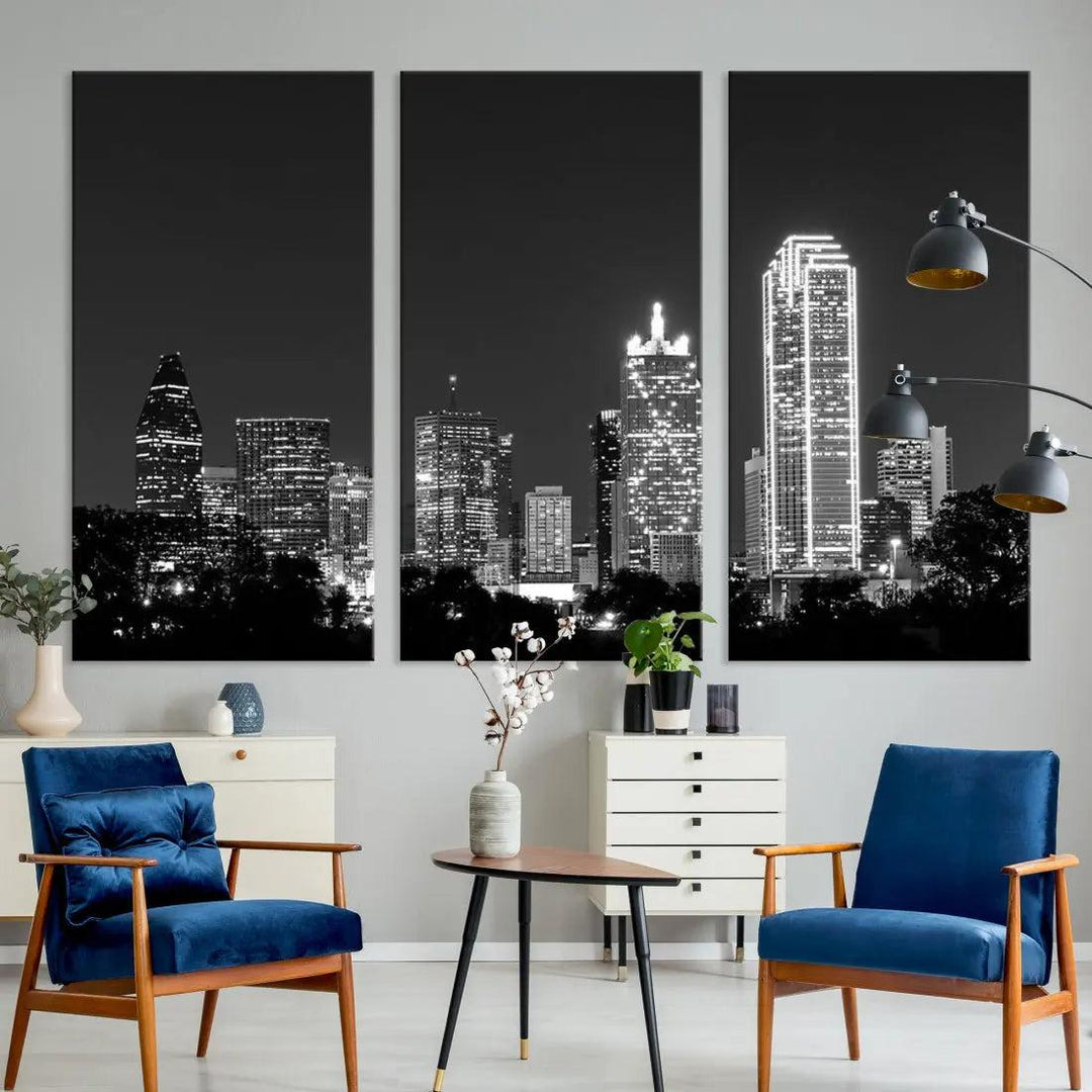 Downtown Dallas Extra Large Skyline Wall Art City Canvas Print Home Gift