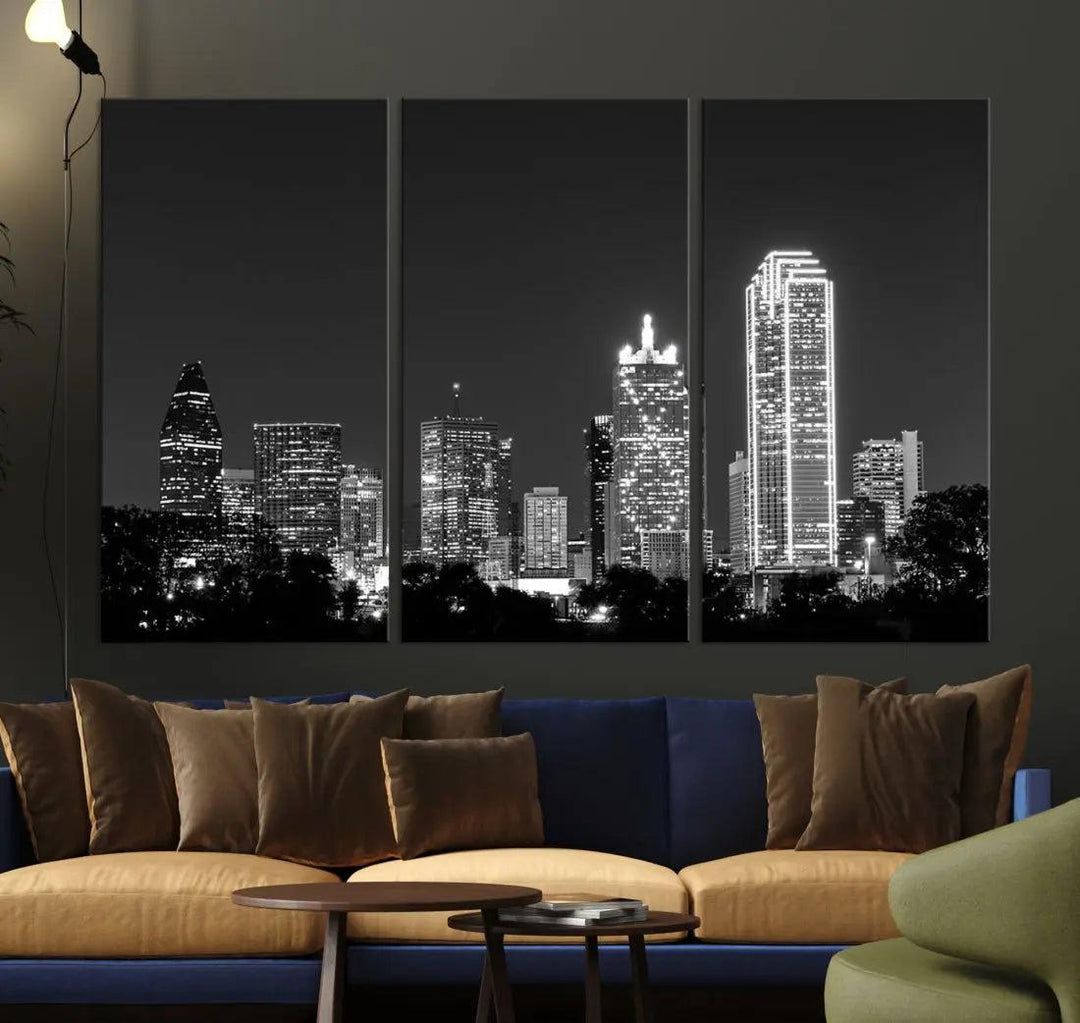 Downtown Dallas Extra Large Skyline Wall Art City Canvas Print Home Gift