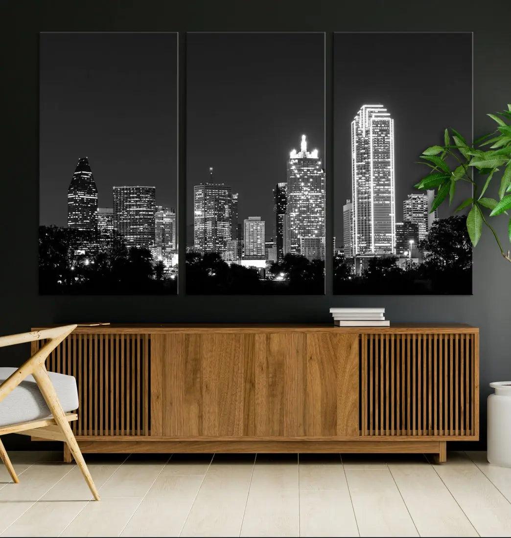 Downtown Dallas Extra Large Skyline Wall Art City Canvas Print Home Gift