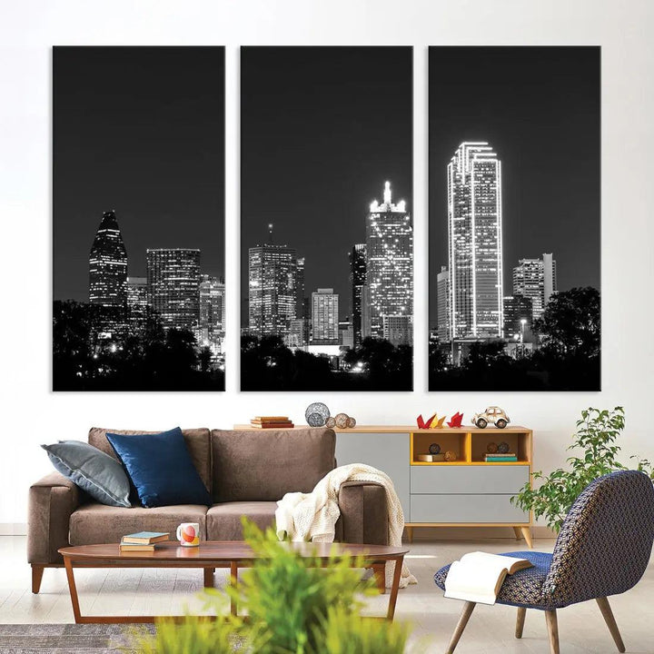 Downtown Dallas Extra Large Skyline Wall Art City Canvas Print Home Gift