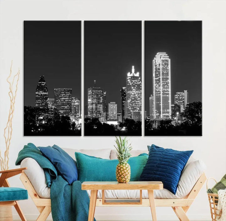 Downtown Dallas Extra Large Skyline Wall Art City Canvas Print Home Gift