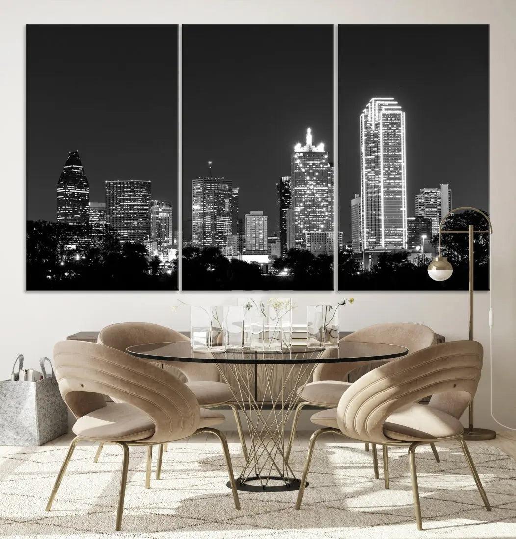 Downtown Dallas Extra Large Skyline Wall Art City Canvas Print Home Gift