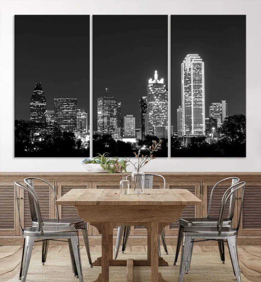 Downtown Dallas Extra Large Skyline Wall Art City Canvas Print Home Gift