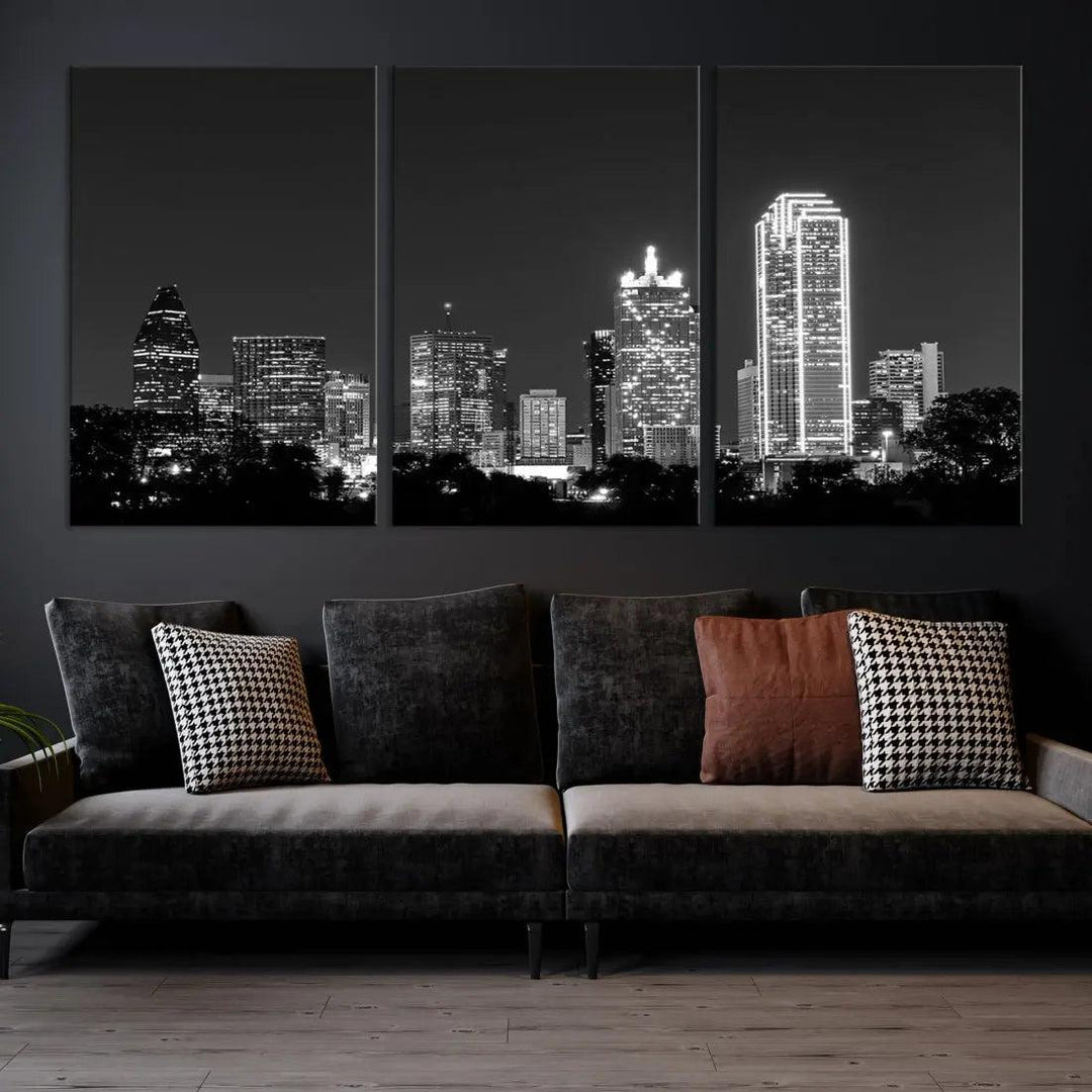 Downtown Dallas Extra Large Skyline Wall Art City Canvas Print Home Gift