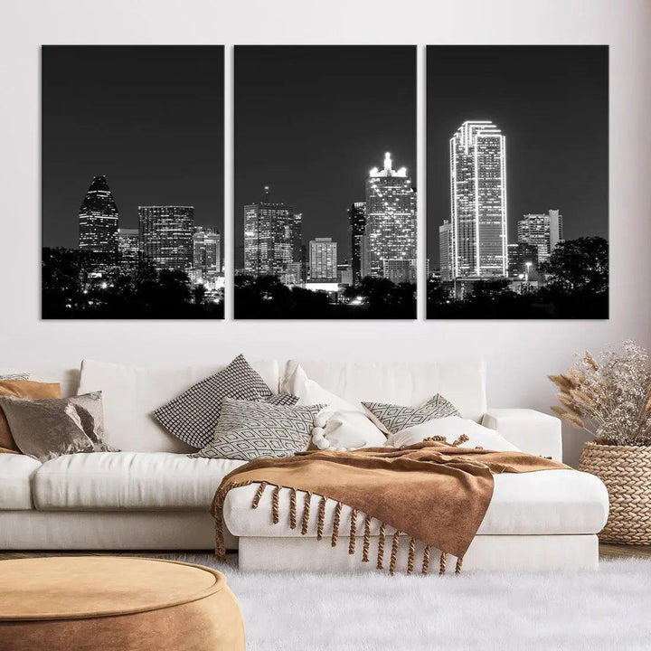 Downtown Dallas Extra Large Skyline Wall Art City Canvas Print Home Gift