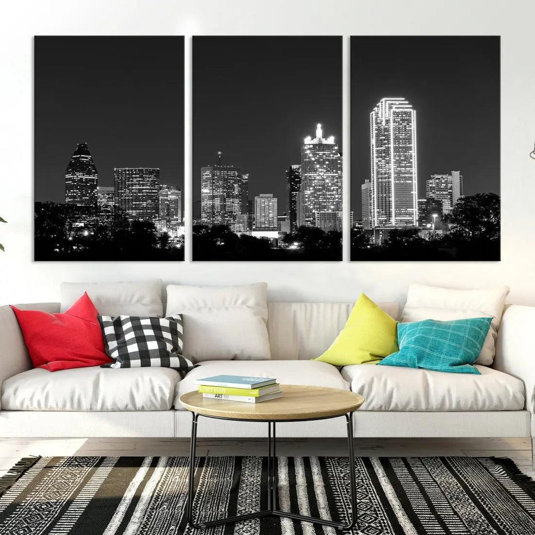 Downtown Dallas Extra Large Skyline Wall Art City Canvas Print Home Gift