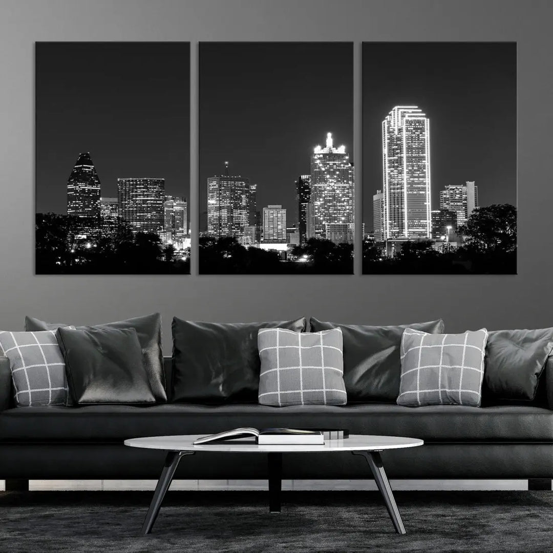 Downtown Dallas Extra Large Skyline Wall Art City Canvas Print Home Gift