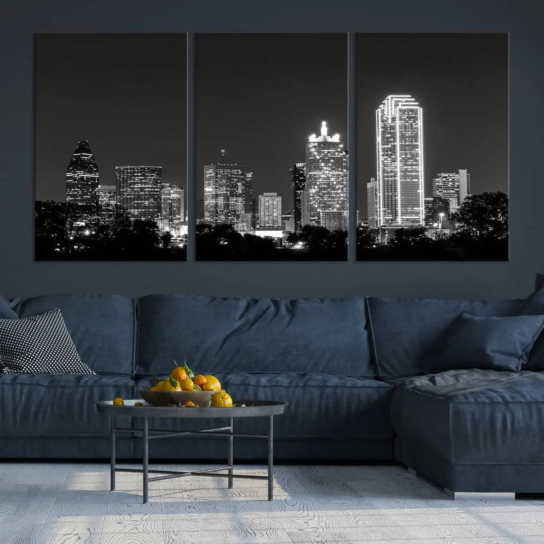 Downtown Dallas Extra Large Skyline Wall Art City Canvas Print Home Gift