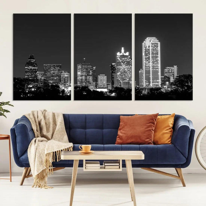 Downtown Dallas Extra Large Skyline Wall Art City Canvas Print Home Gift