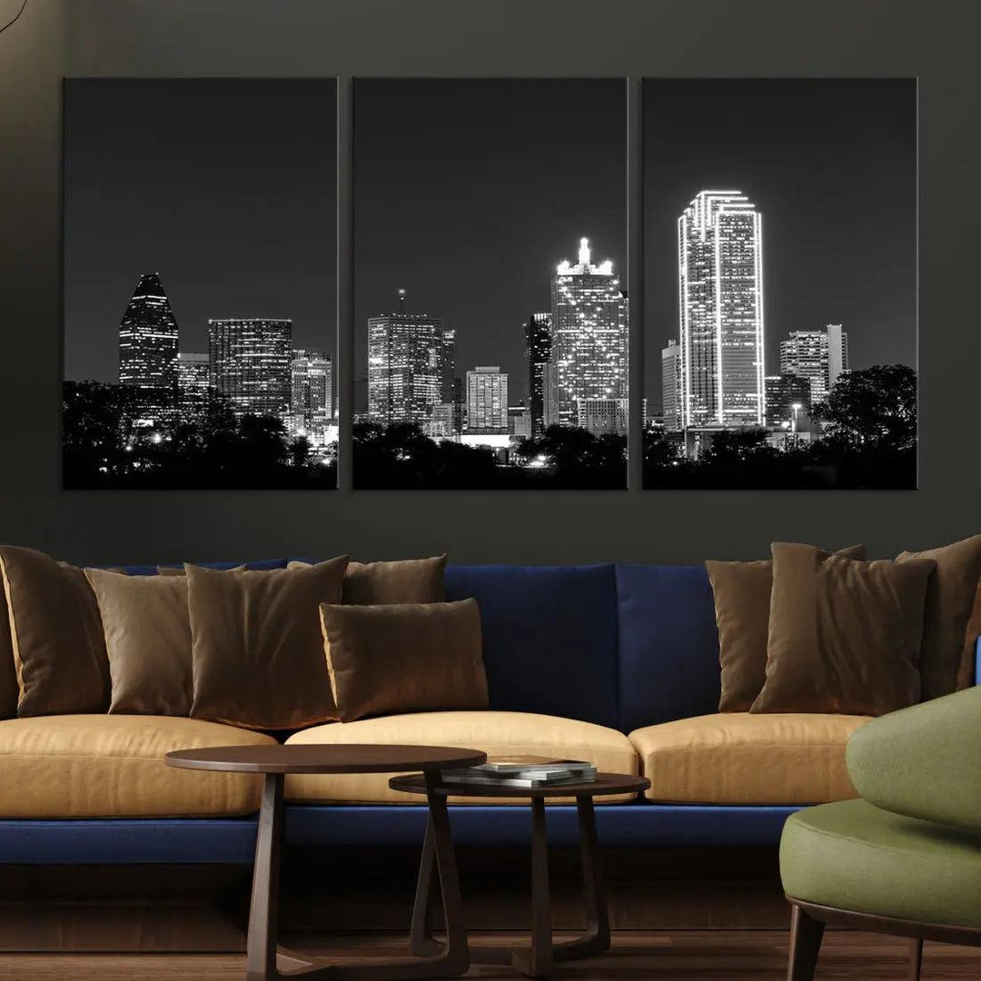 Downtown Dallas Extra Large Skyline Wall Art City Canvas Print Home Gift