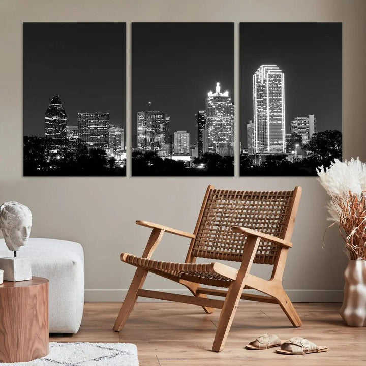 Downtown Dallas Extra Large Skyline Wall Art City Canvas Print Home Gift