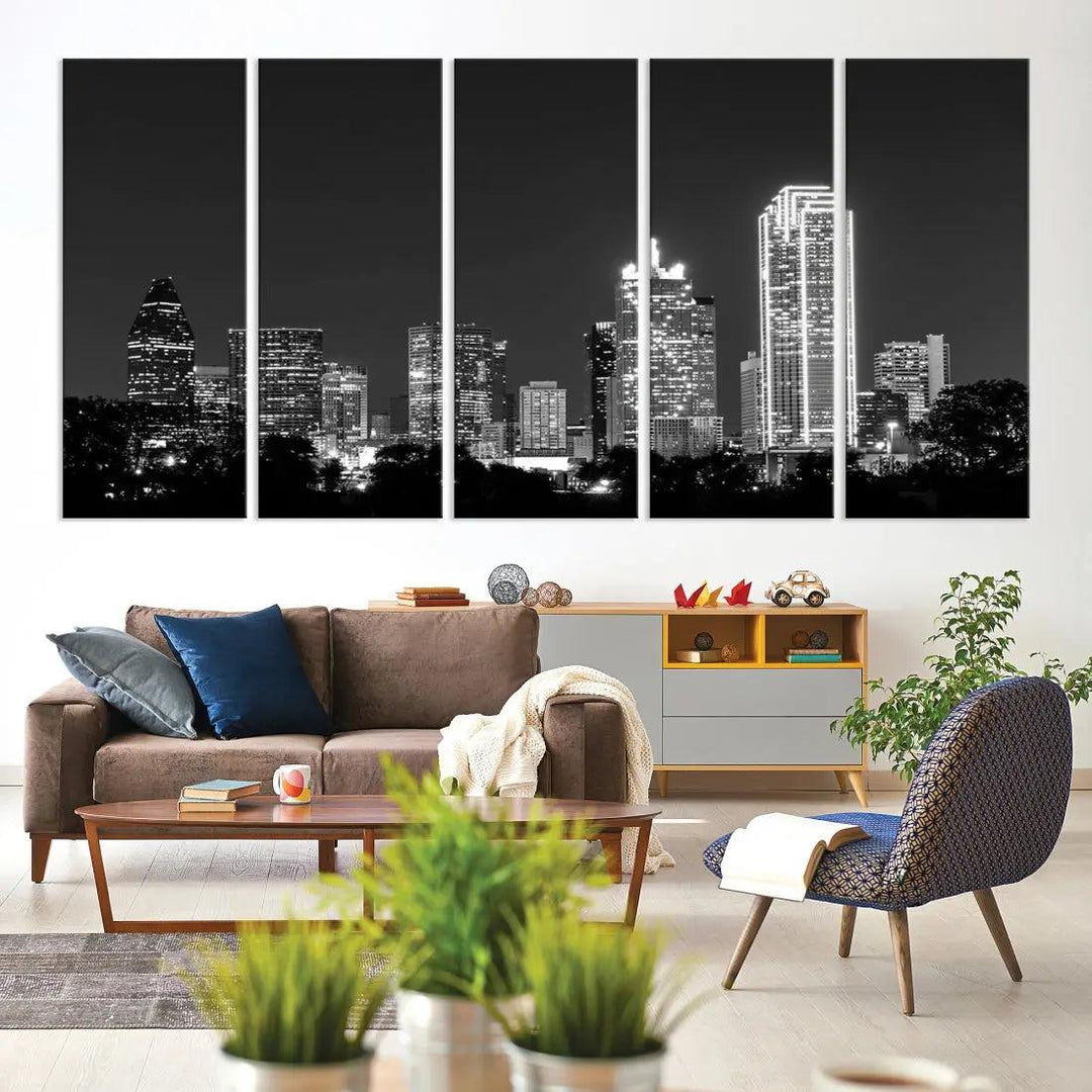 Downtown Dallas Extra Large Skyline Wall Art City Canvas Print Home Gift