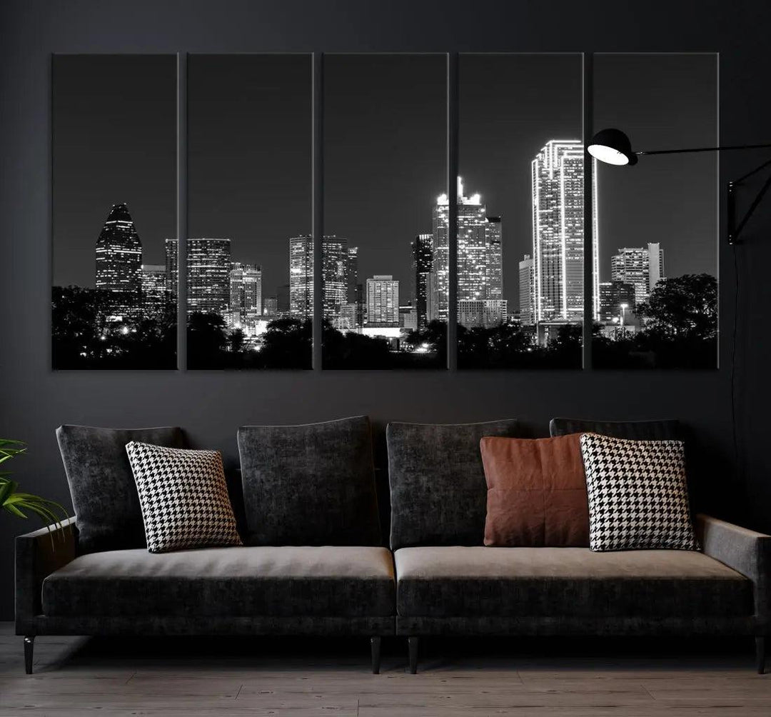 Downtown Dallas Extra Large Skyline Wall Art City Canvas Print Home Gift