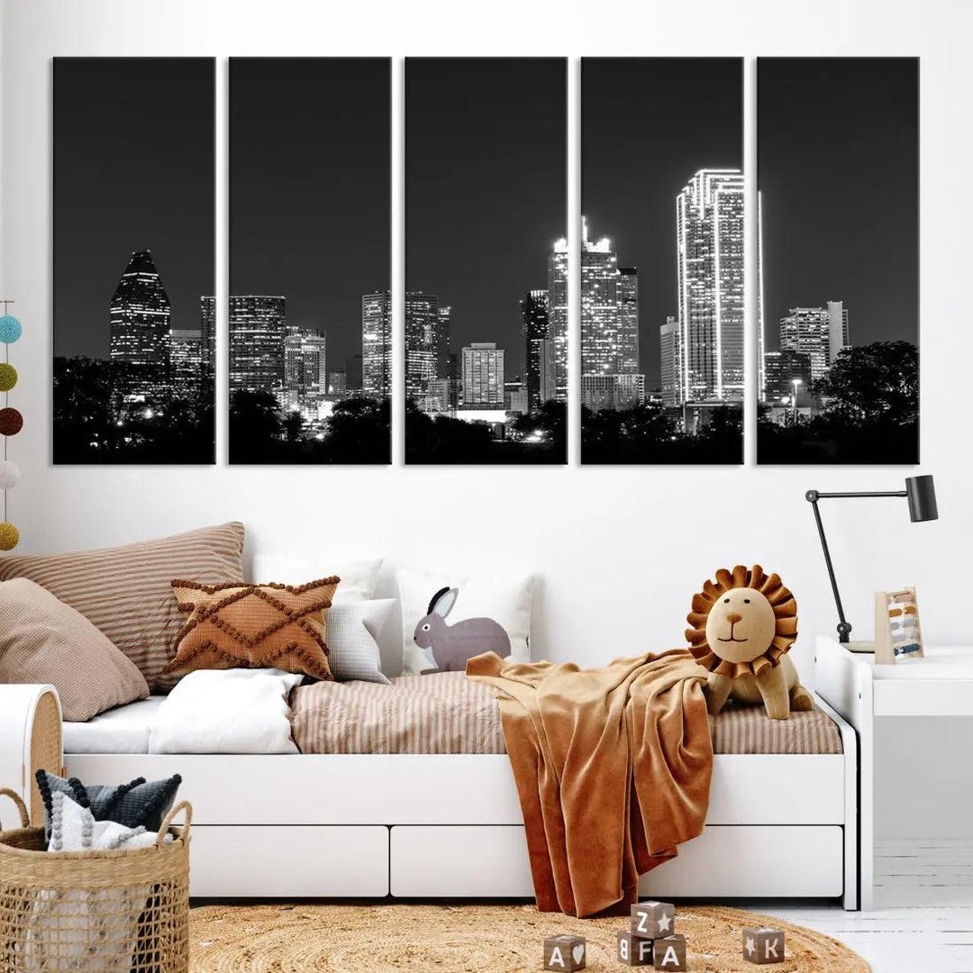 Downtown Dallas Extra Large Skyline Wall Art City Canvas Print Home Gift