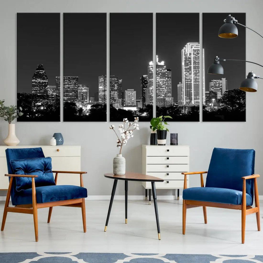 Downtown Dallas Extra Large Skyline Wall Art City Canvas Print Home Gift