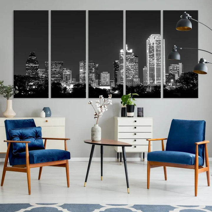 Downtown Dallas Extra Large Skyline Wall Art City Canvas Print Home Gift