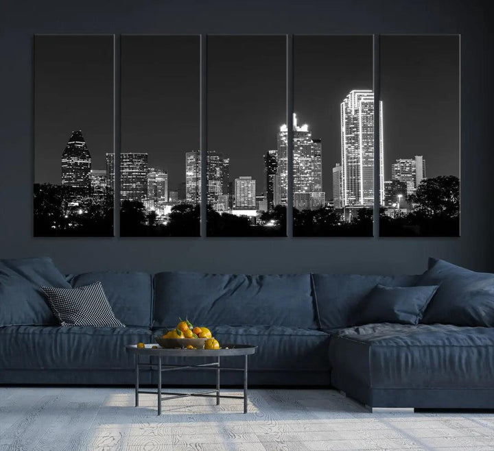 Downtown Dallas Extra Large Skyline Wall Art City Canvas Print Home Gift