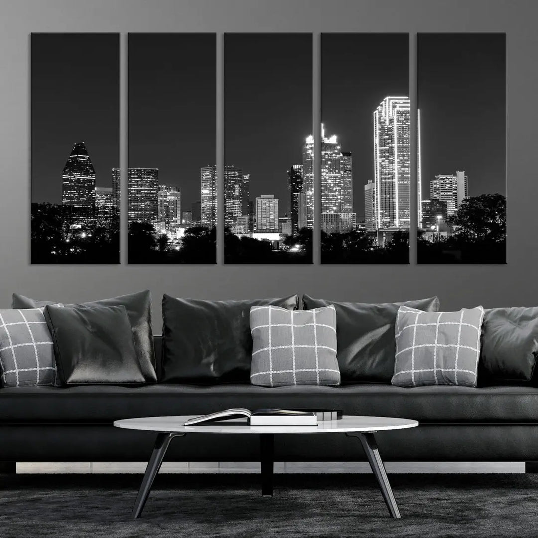 Downtown Dallas Extra Large Skyline Wall Art City Canvas Print Home Gift