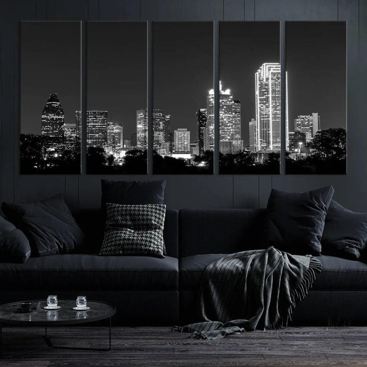 Downtown Dallas Extra Large Skyline Wall Art City Canvas Print Home Gift