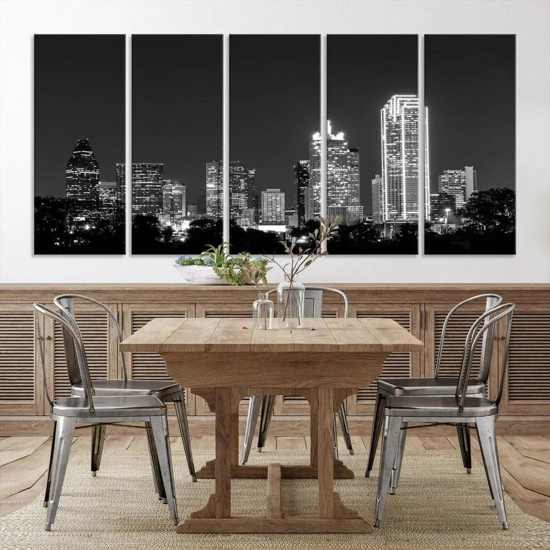 Downtown Dallas Extra Large Skyline Wall Art City Canvas Print Home Gift