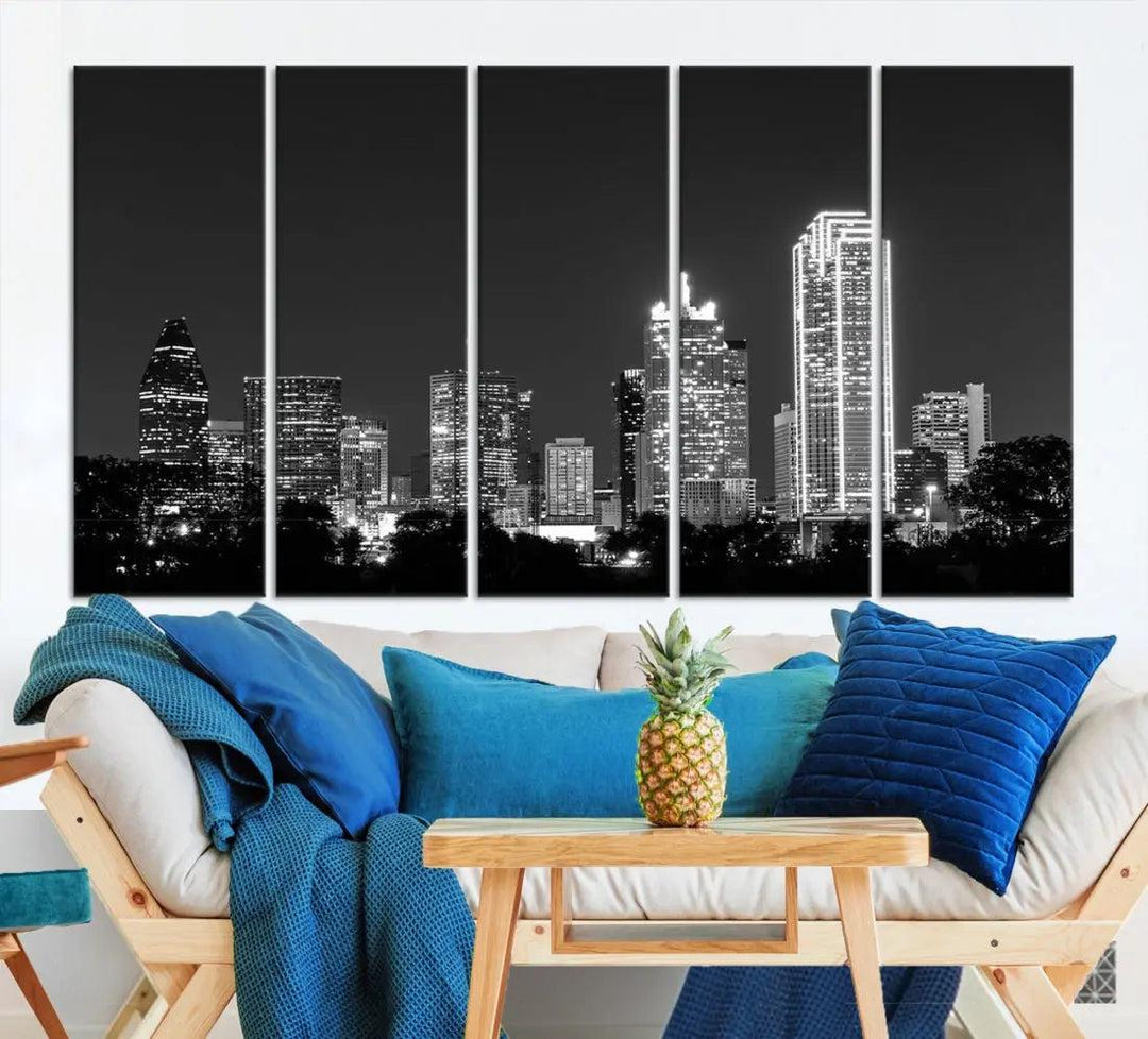 Downtown Dallas Extra Large Skyline Wall Art City Canvas Print Home Gift