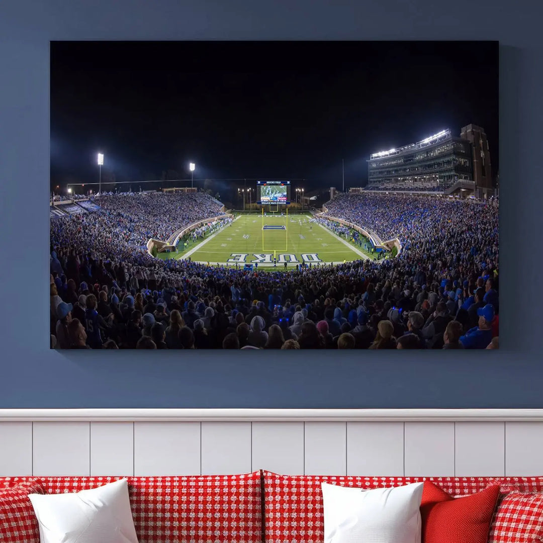 Duke University Blue Devils Football Team Print - Durham Wallace Wade Stadium Wall Art Canvas Print