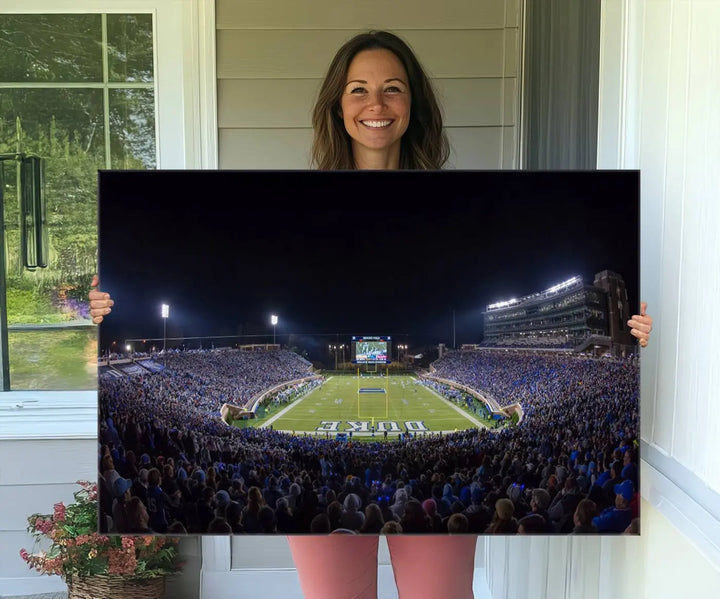 Duke University Blue Devils Football Team Print - Durham Wallace Wade Stadium Wall Art Canvas Print