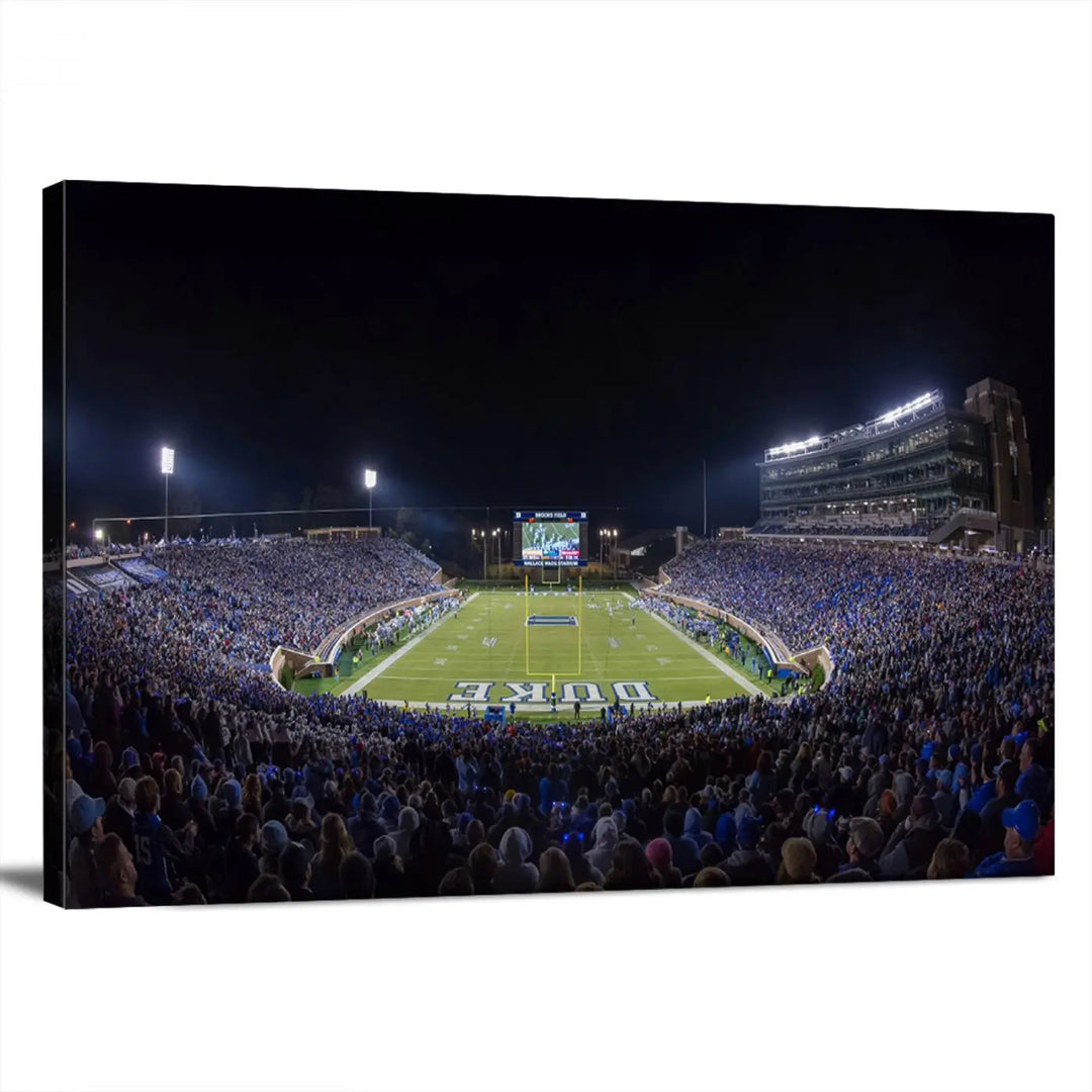 Duke University Blue Devils Football Team Print - Durham Wallace Wade Stadium Wall Art Canvas Print