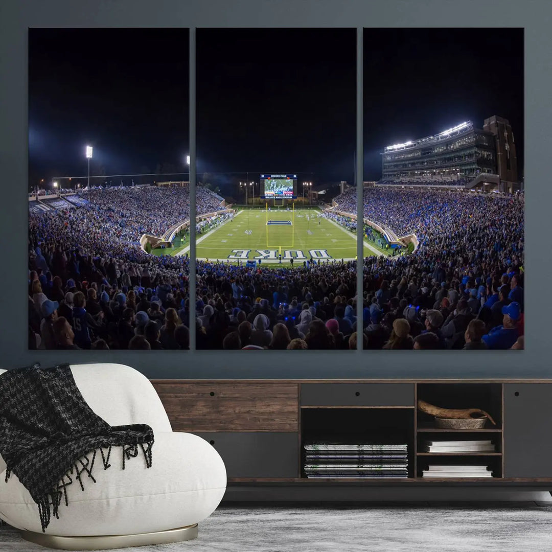 Duke University Blue Devils Football Team Print - Durham Wallace Wade Stadium Wall Art Canvas Print