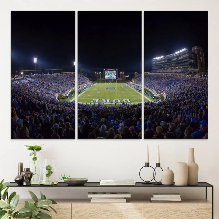 Duke University Blue Devils Football Team Print - Durham Wallace Wade Stadium Wall Art Canvas Print