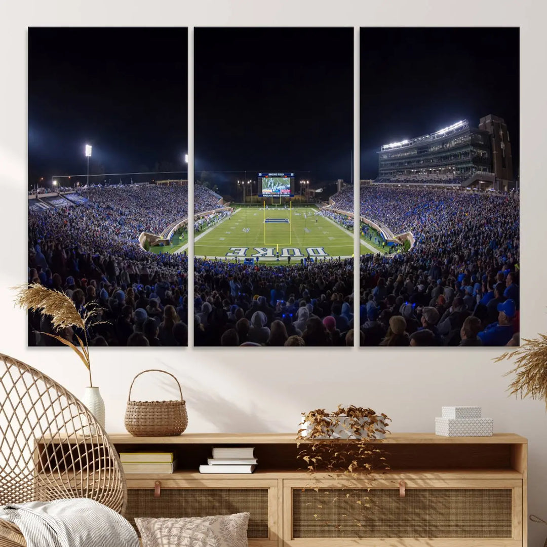 Duke University Blue Devils Football Team Print - Durham Wallace Wade Stadium Wall Art Canvas Print