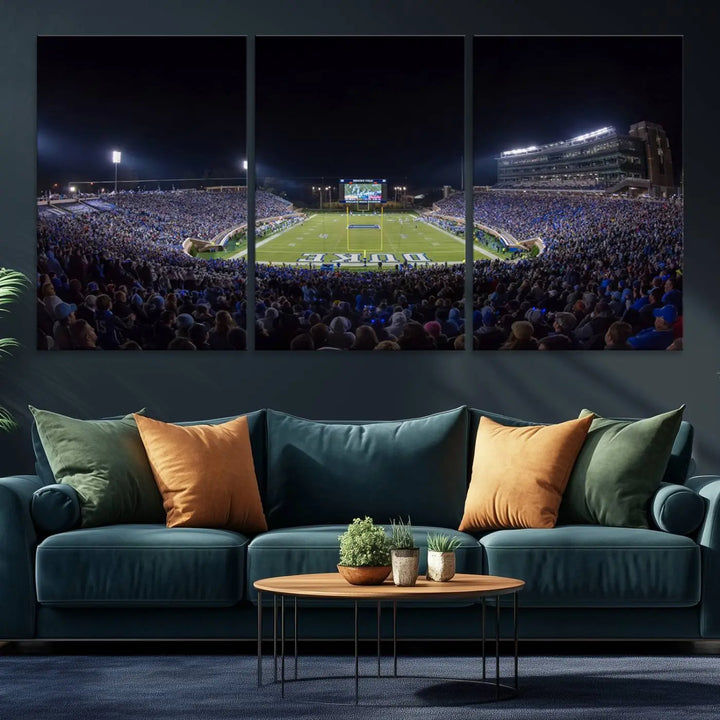 Duke University Blue Devils Football Team Print - Durham Wallace Wade Stadium Wall Art Canvas Print