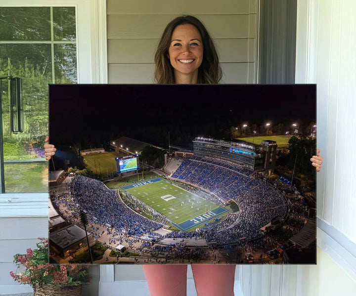 Duke University Blue Devils Football Team Print - Durham Wallace Wade Stadium Wall Art Canvas Print