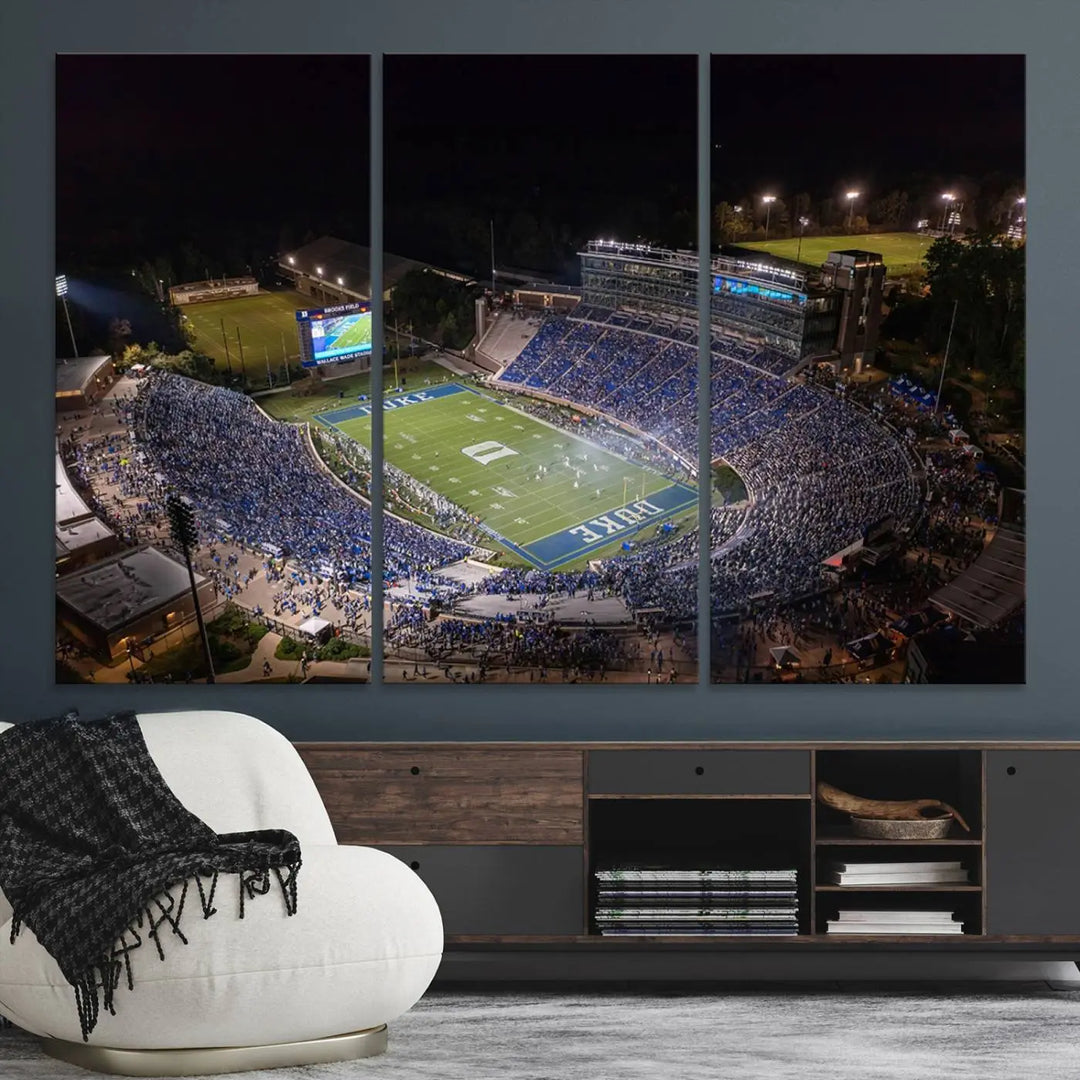 Duke University Blue Devils Football Team Print - Durham Wallace Wade Stadium Wall Art Canvas Print