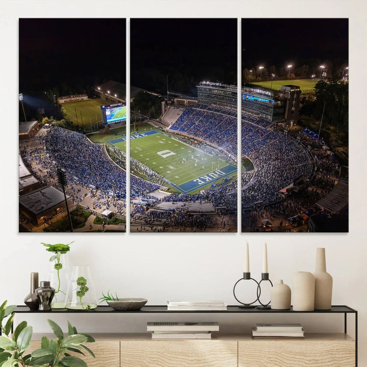 Duke University Blue Devils Football Team Print - Durham Wallace Wade Stadium Wall Art Canvas Print