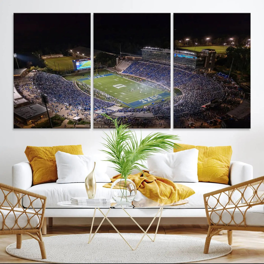 Duke University Blue Devils Football Team Print - Durham Wallace Wade Stadium Wall Art Canvas Print