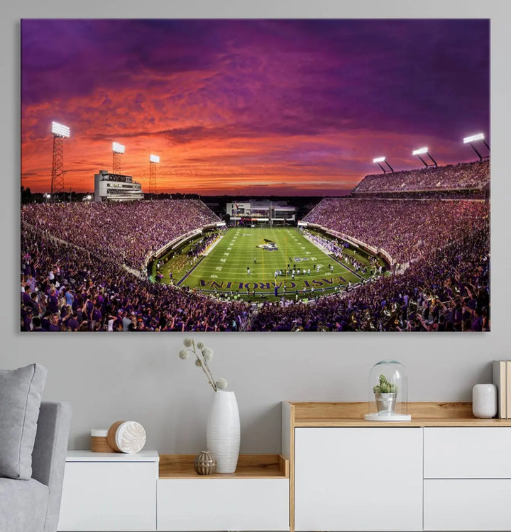 East Carolina University Pirates Football Team Print - Greenville Dowdy-Ficklen Stadium Wall Art Canvas Print