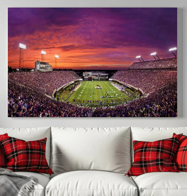 East Carolina University Pirates Football Team Print - Greenville Dowdy-Ficklen Stadium Wall Art Canvas Print