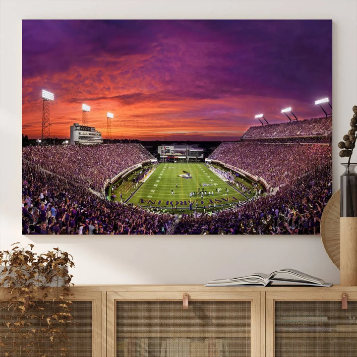 East Carolina University Pirates Football Team Print - Greenville Dowdy-Ficklen Stadium Wall Art Canvas Print