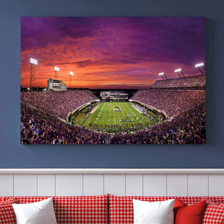 East Carolina University Pirates Football Team Print - Greenville Dowdy-Ficklen Stadium Wall Art Canvas Print