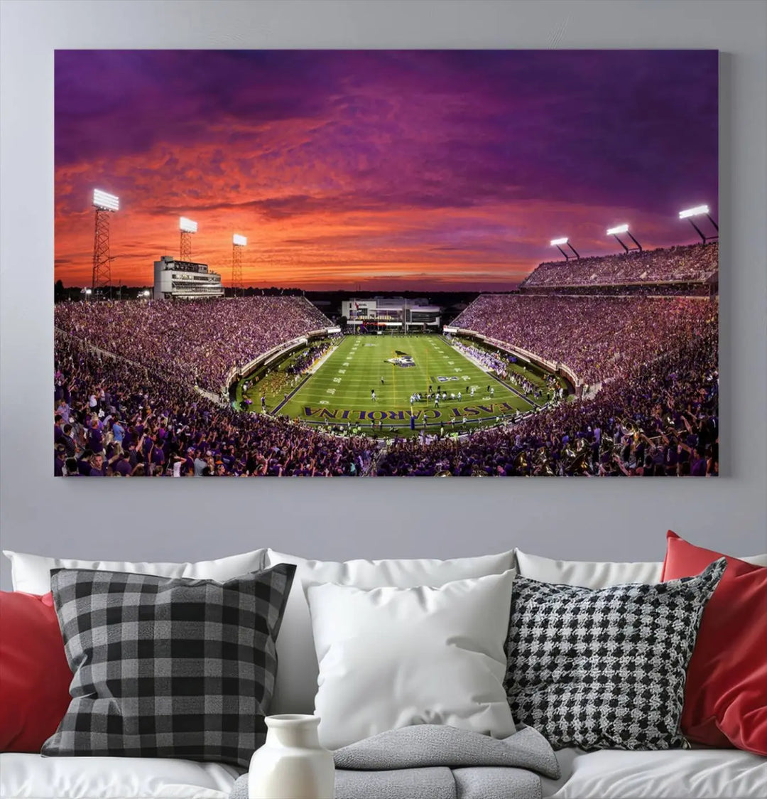 East Carolina University Pirates Football Team Print - Greenville Dowdy-Ficklen Stadium Wall Art Canvas Print