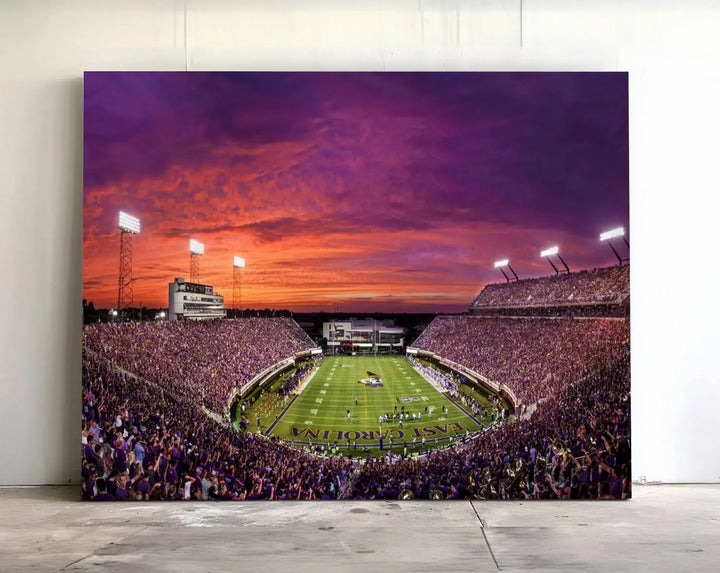 East Carolina University Pirates Football Team Print - Greenville Dowdy-Ficklen Stadium Wall Art Canvas Print