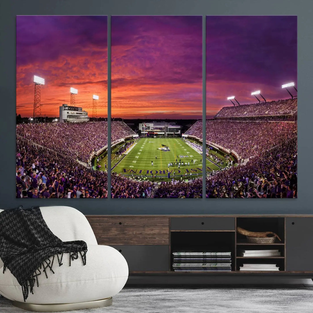 East Carolina University Pirates Football Team Print - Greenville Dowdy-Ficklen Stadium Wall Art Canvas Print