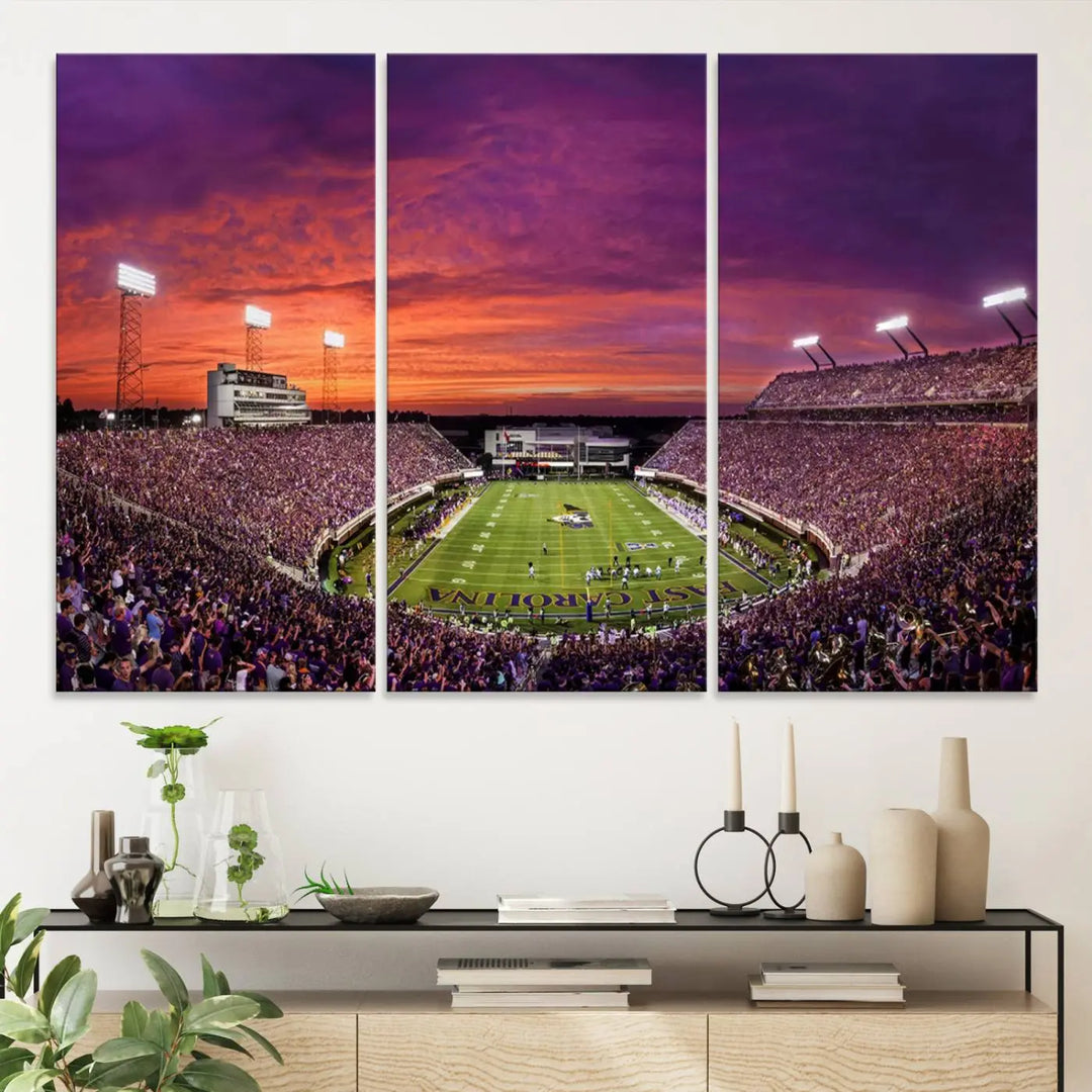 East Carolina University Pirates Football Team Print - Greenville Dowdy-Ficklen Stadium Wall Art Canvas Print